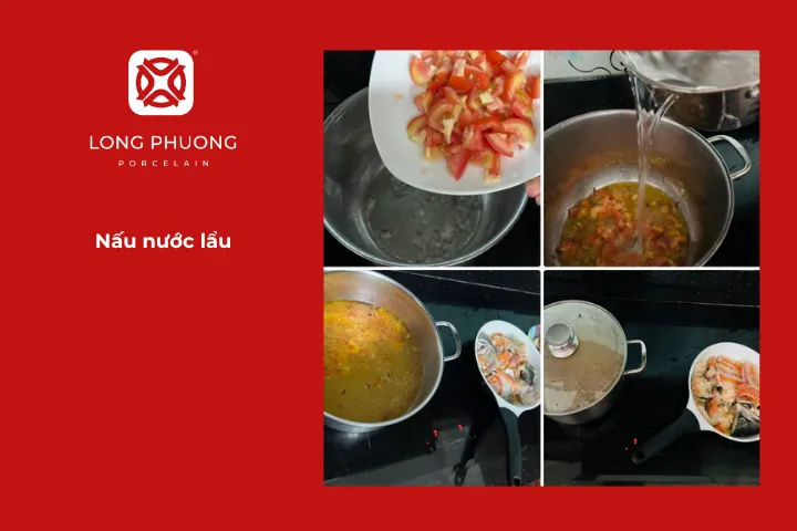 Nấu nước lẩu cho món lẩu cá hồi măng chua