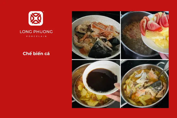 Chế biến cá cho món lẩu cá hồi măng chua