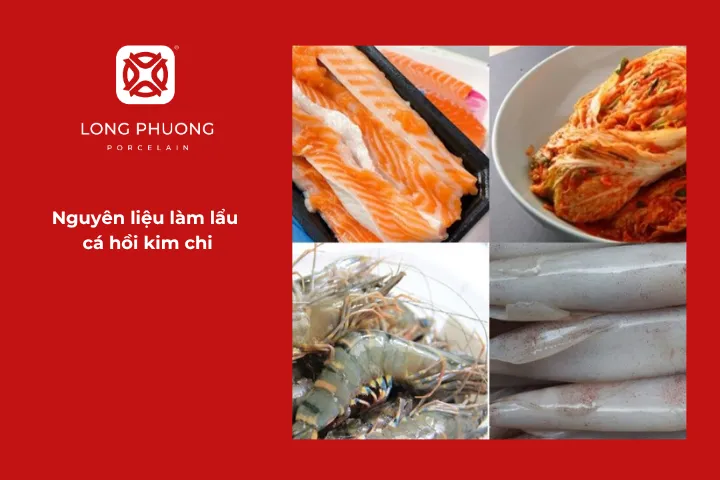 Chuẩn bị nguyên liệu cho món lẩu cá hồi kim chi