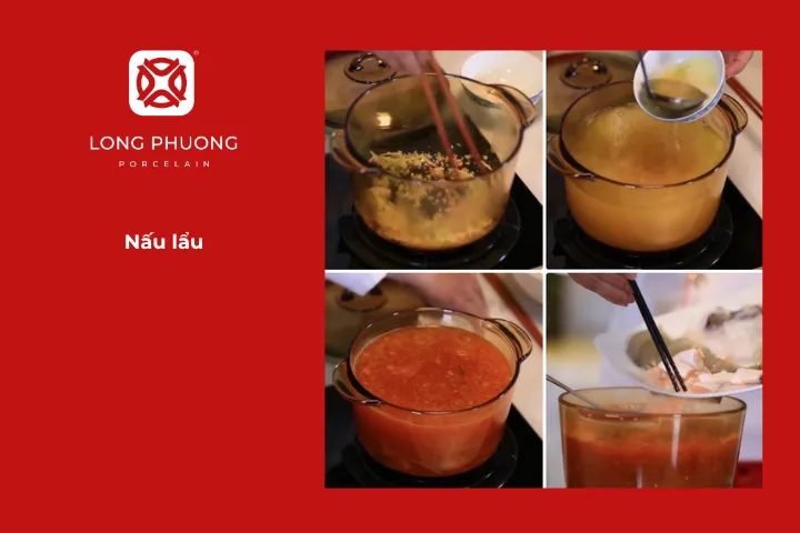 Nấu lẩu cá hồi kim chi