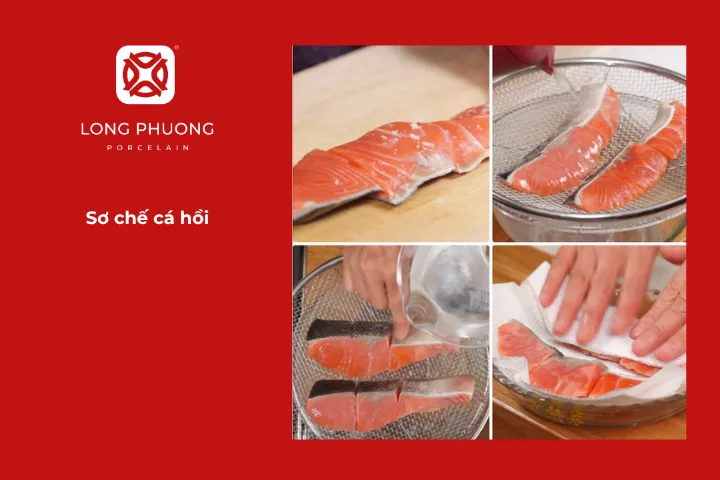 Sơ chế cá hồi cho món lẩu cá hồi kiểu Nhật