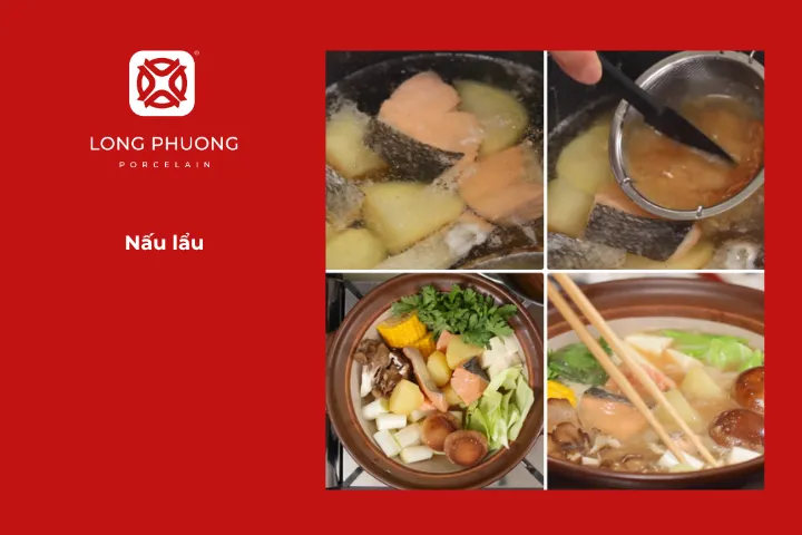 Nấu lẩu cá hồi kiểu Nhật