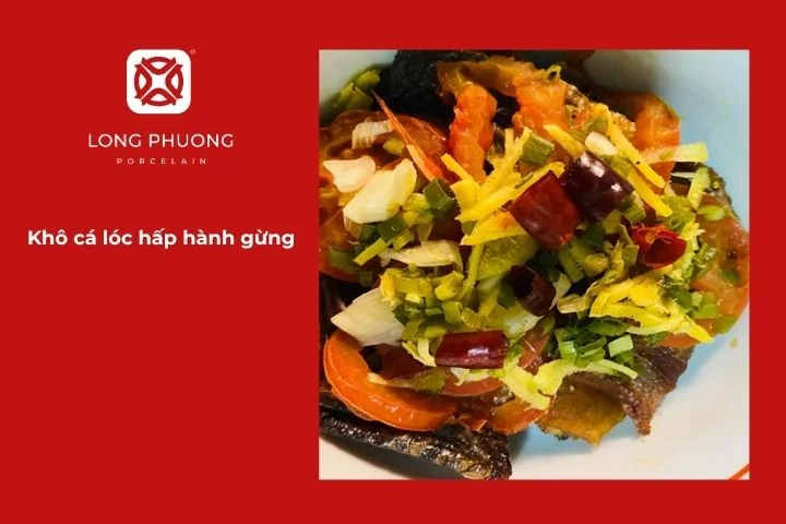 Khô cá lóc hấp mềm, thơm vị gừng và hành