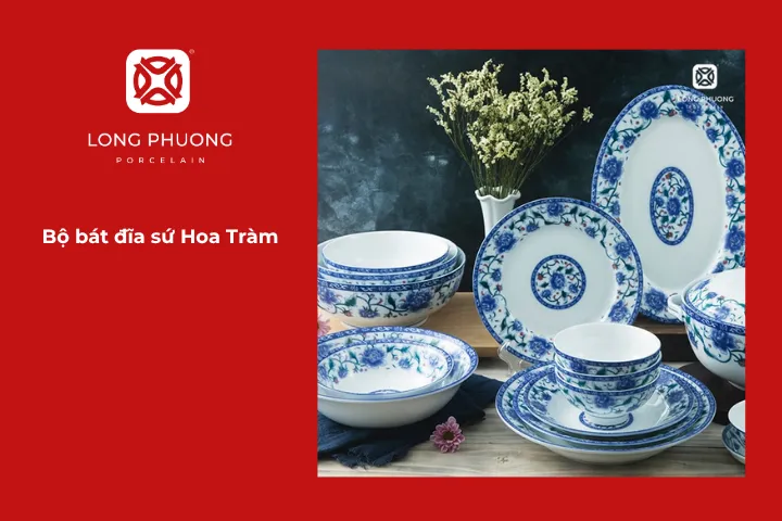 Bộ bát đĩa sứ Hoa Tràm lấy cảm hứng thiết kế từ hoa tràm, với gam màu chủ đạo trắng