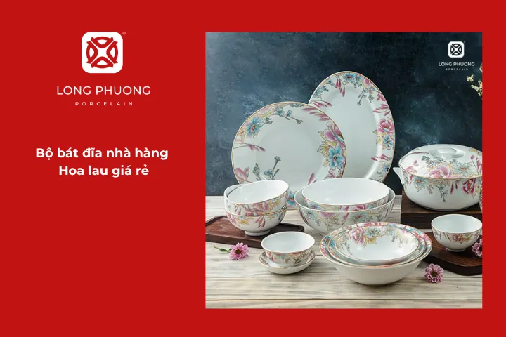 Bộ bát đĩa Hoa Lau nhẵn bóng, dễ lau chùi, kết hợp tinh tế giữa truyền thống và hiện đại