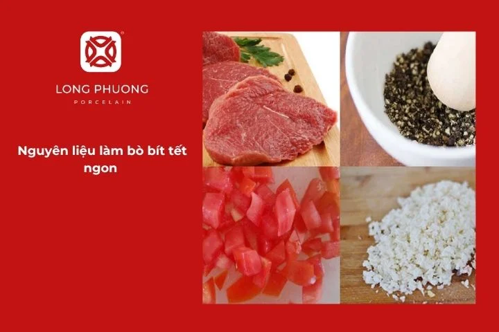 Nguyên liệu chuẩn bị cho món bò bít tết tại nhà