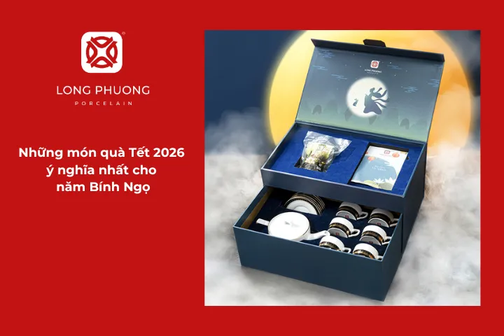 Bộ ấm chén Kim Lai thể hiện lời chúc tốt đẹp cho năm mới khởi đầu thuận lợi