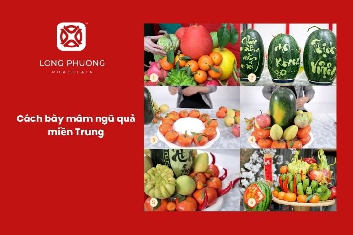 Mâm ngũ quả miền Trung với dưa hấu đỏ