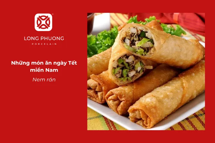 Nem rán vàng giòn tượng trưng cho sự đoàn viên, mang lại không khí sum họp cho bữa Tết