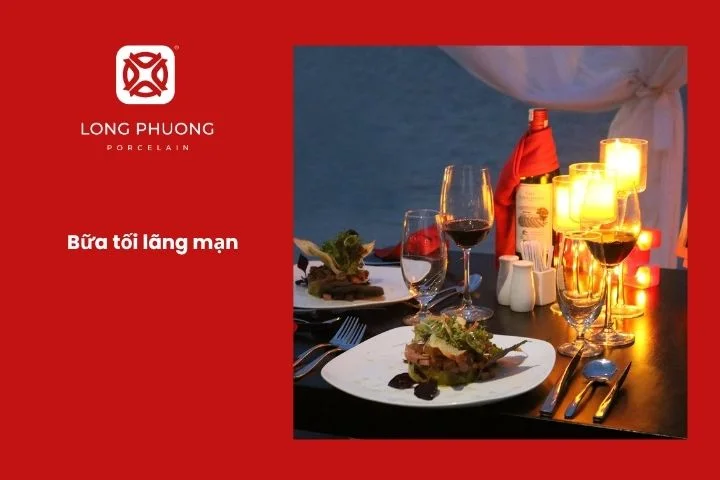 Bàn ăn lung linh trong bữa tối Noel.