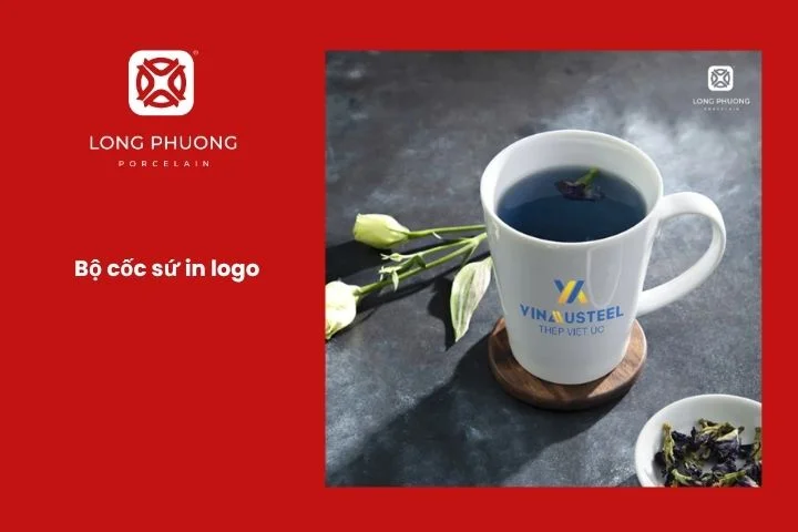 Bộ cốc sứ in logo thương hiệu dành cho quà tặng 2/9