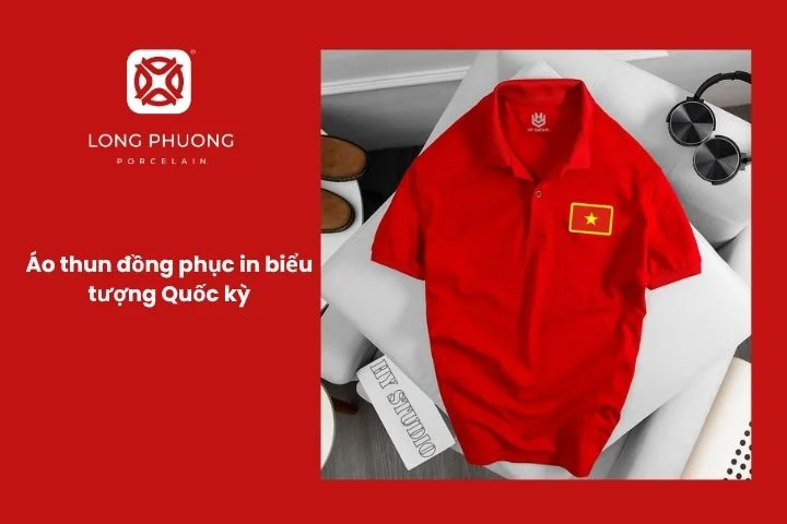Áo thun đồng phục in họa tiết Quốc kỳ cho doanh nghiệp