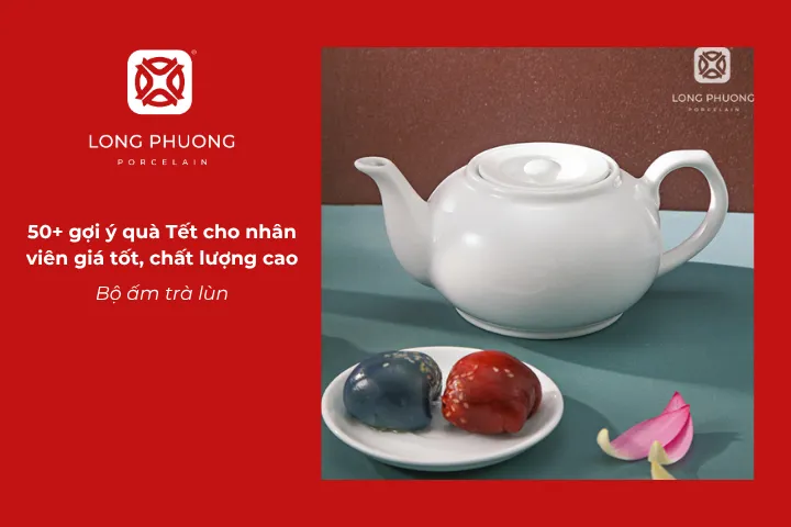 Bộ ấm trà lùn tinh tế, truyền thống, phù hợp làm quà Tết in logo cho doanh nghiệp