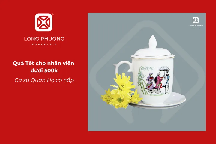 Ca sứ Quan Họ là món quà Tết cho nhân viên kết hợp nét văn hóa đặc trưng với thiết kế tiện dụng