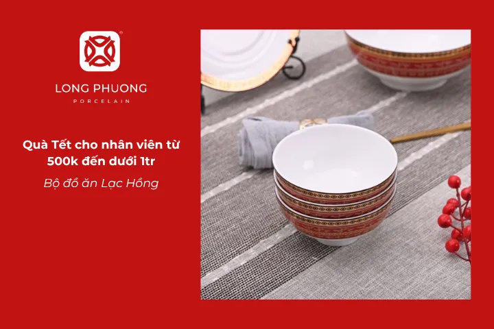 Bộ đồ ăn Lạc Hồng là món quà Tết cho nhân viên sang trọng, tạo điểm nhấn cho bàn ăn
