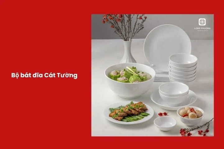 Bộ bát đĩa Cát Tường phong cách tối giản