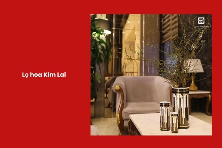 Lọ hoa Kim Lai viền vàng 24K sang trọng