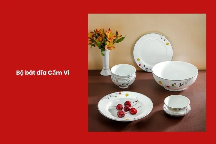 Bộ bát đĩa Cẩm Vi họa tiết hoa tinh tế