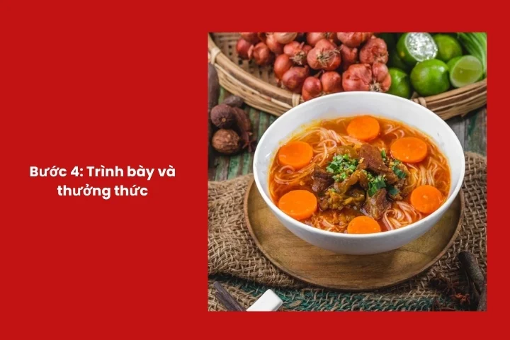 Trình bày tô hủ tiếu bò kho đẹp mắt và hấp dẫn khi thưởng thức