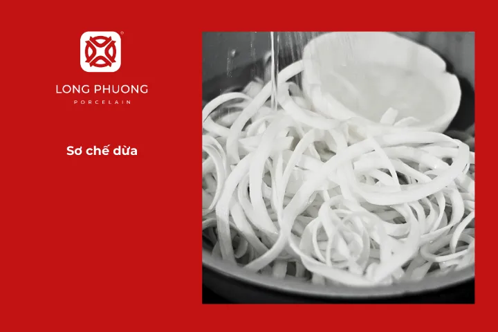 Sơ chế dừa cho món mứt dừa vị cà phê