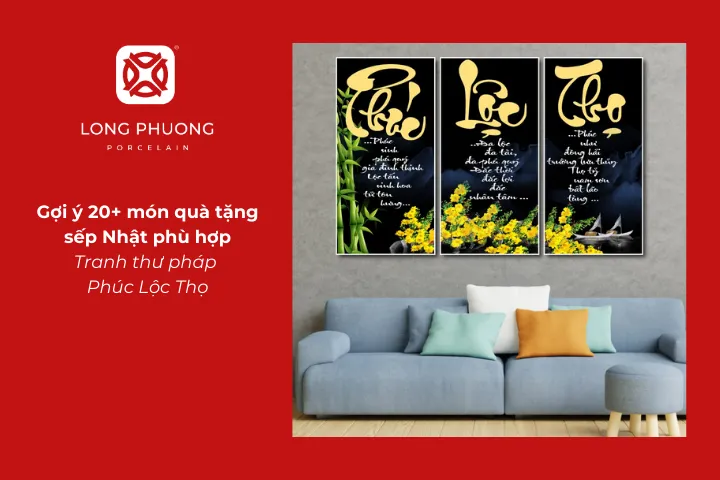 Tranh thư pháp Phúc Lộc Thọ là quà tặng gửi gắm lời chúc may mắn, phúc khí và trường thọ