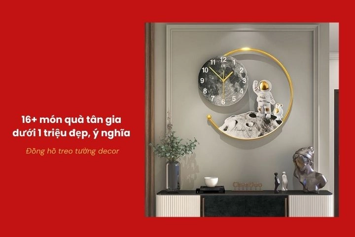 Đồng hồ treo tường decor hiện đại làm quà tân gia