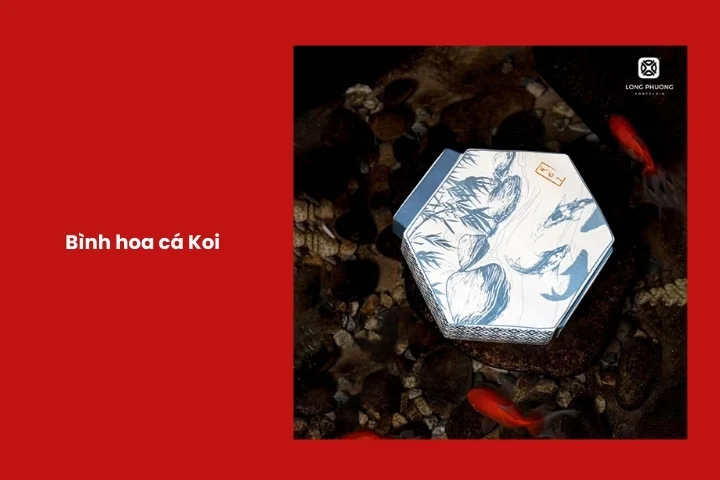 Bình hoa cá Koi phong thủy tượng trưng tài lộc cho đối tác nam