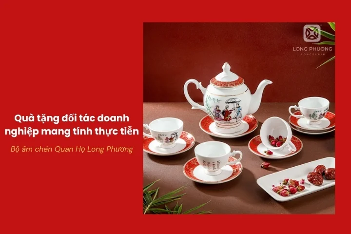 Bộ ấm chén Quan Họ Long Phương