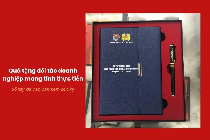 Sổ tay da và bút ký quà tặng Bộ chén đĩa sứ trơn in logo quà tặng đối tác kinh doanh