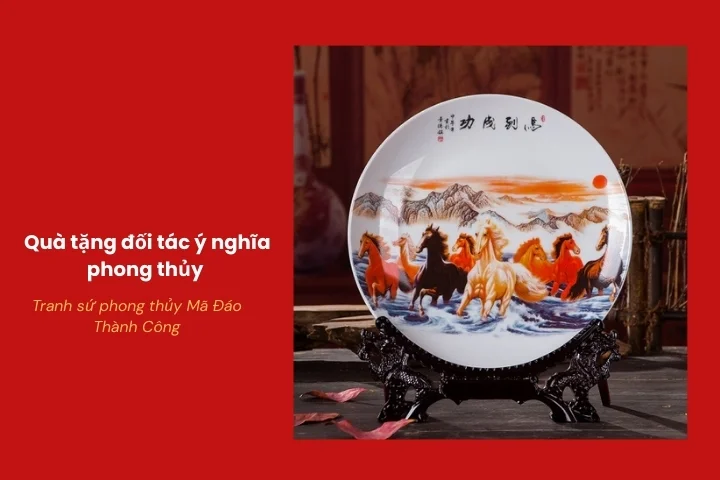 Tranh sứ Mã Đáo Thành Công quà tặng phong thủy doanh nghiệp