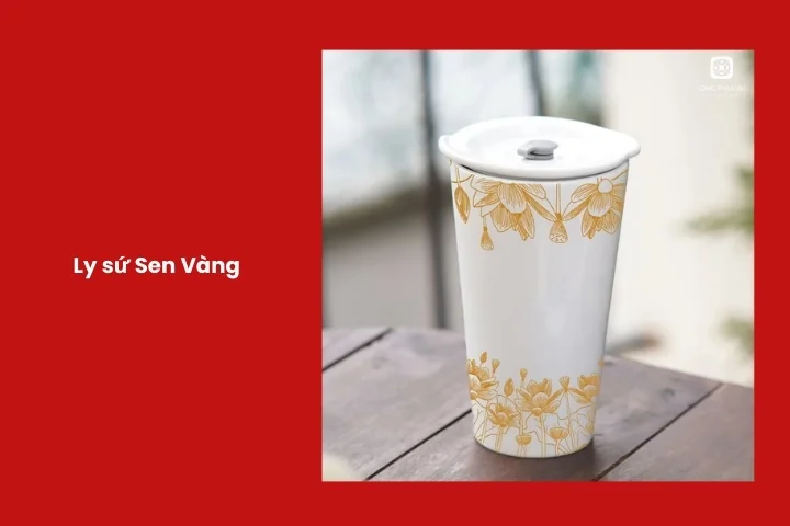 Ly sứ Sen Vàng tinh tế phù hợp làm quà tặng đối tác Trung Quốc