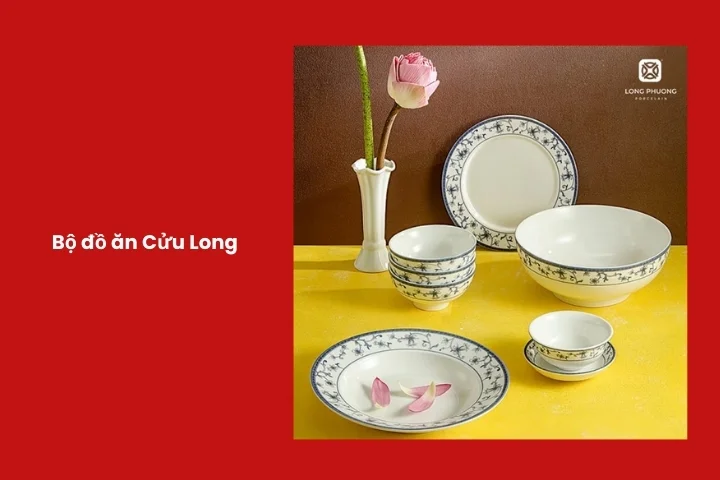 Bộ đồ ăn sứ Cửu Long cao cấp làm quà đối tác Trung Quốc