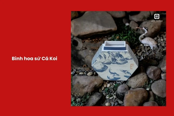 Bình hoa sứ Cá Koi phong thủy