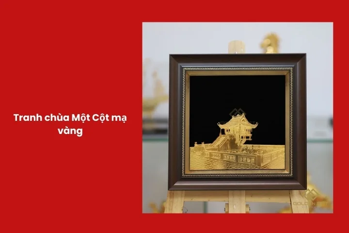 Tranh chùa Một Cột mạ vàng mang biểu tượng văn hóa Việt Nam
