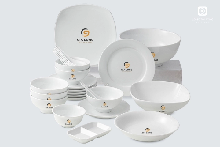 Bộ bát đĩa Như Ý 22 món in logo phù hợp làm quà tặng doanh nghiệp