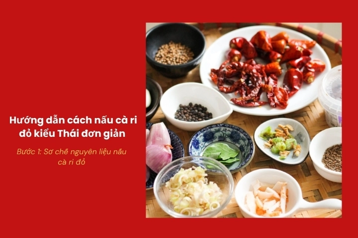 Chuẩn bị thịt, rau củ và gia vị cho món cà ri