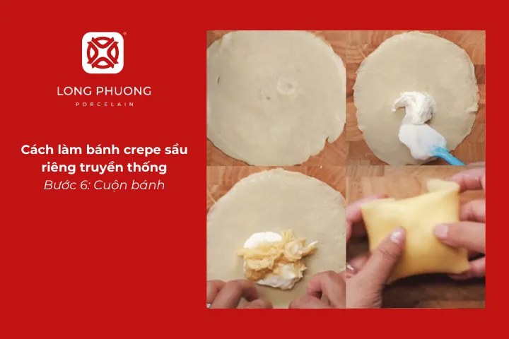 Cuộn bánh crepe sầu riêng truyền thống