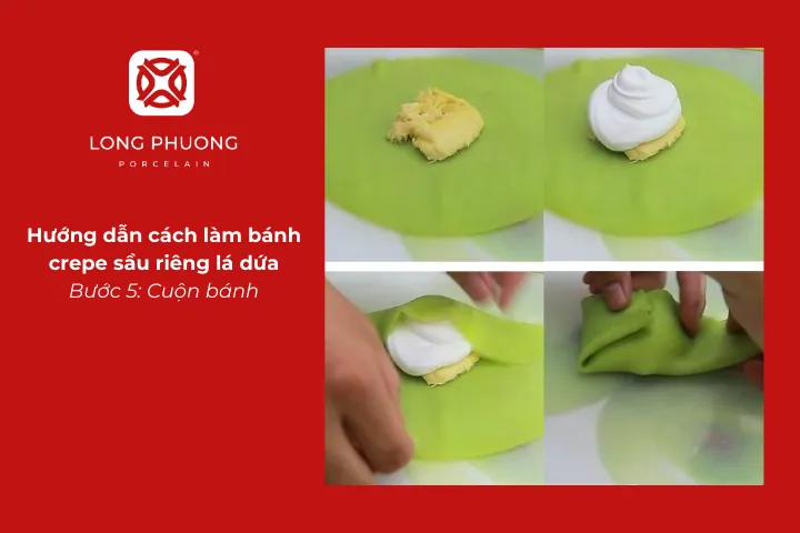 Cuộn bánh crepe sầu riêng lá dứa