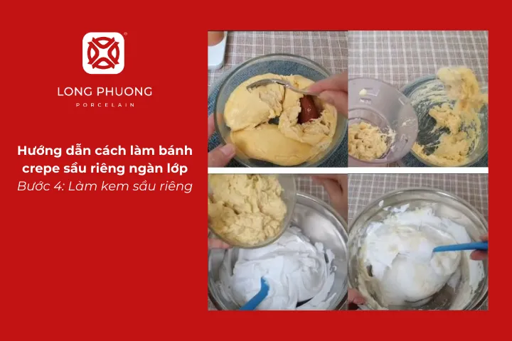 Làm kem sầu riêng cho bánh crepe sầu riêng ngàn lớp
