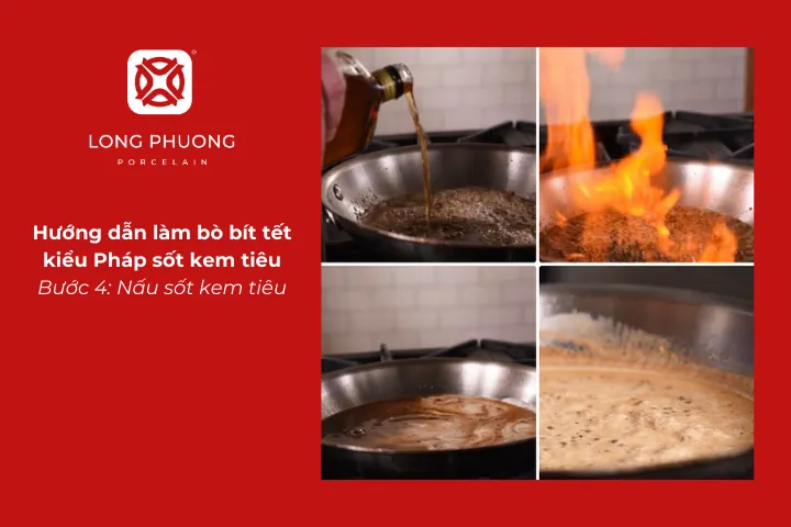 Nấu sốt kem tiêu cho món bò bít tết kiểu Pháp sốt kem tiêu