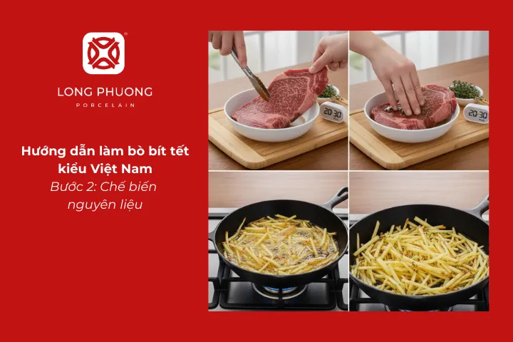 Chế biến nguyên liệu để làm món bò bít tết kiểu Việt Nam