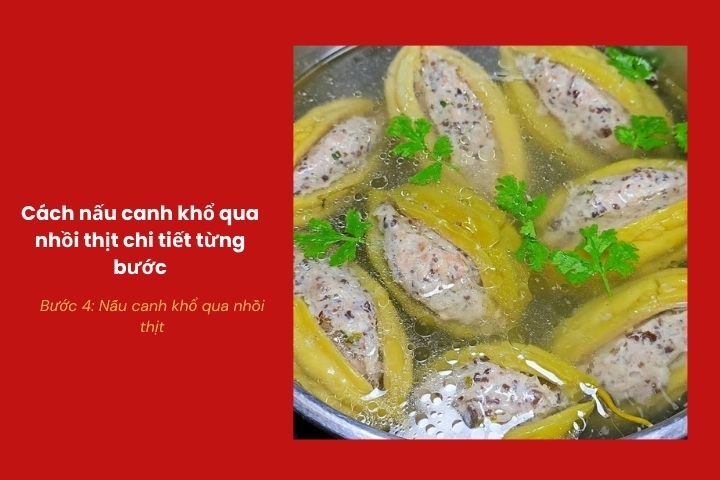 Nấu canh khổ qua nhồi thịt ở lửa vừa để canh trong và ngon