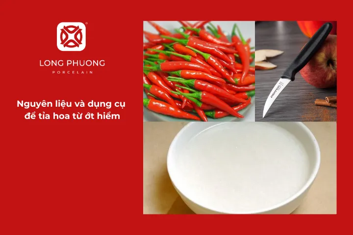 Chuẩn bị nguyên liệu và dụng cụ để tỉa hoa từ ớt hiểm