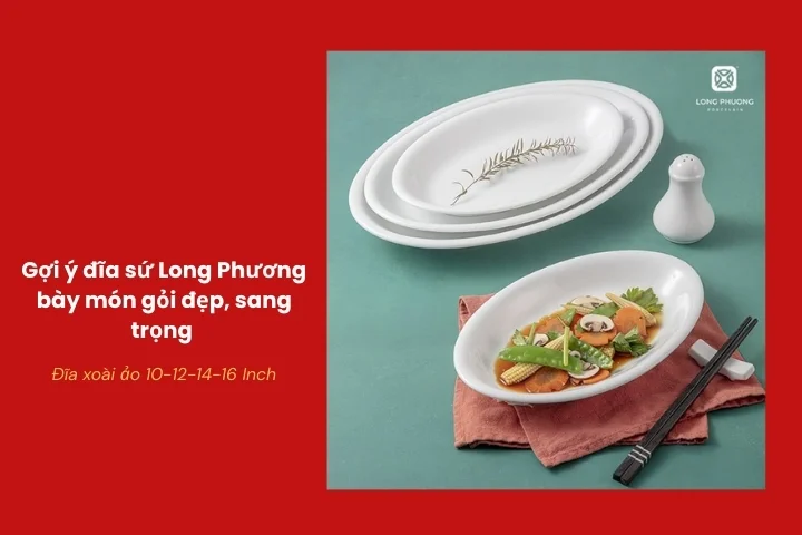 Đĩa xoài sứ trắng phù hợp bày món gỏi trộn