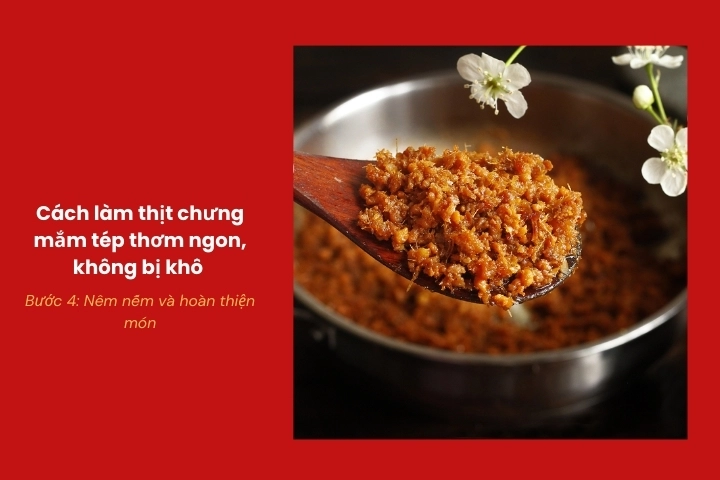 Hoàn thiện món thịt chưng mắm tép sau khi nêm nếm